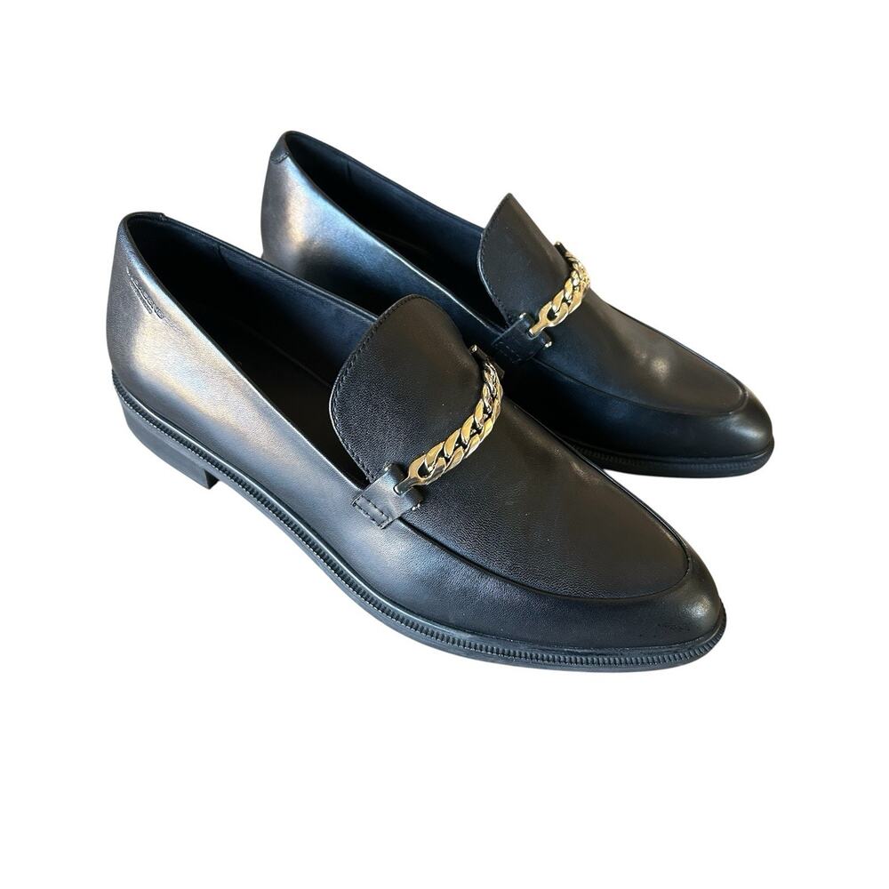 Vagabond Shoemakers Black Leather Chain Loafers Womens 8.5 EU 39 Slip On NEW